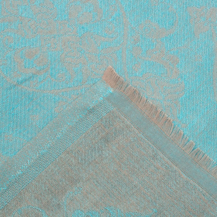 Палантин двусторонний "Винтаж" 7 22 19 307 1652 цвет бирюзовый/бежевый, р-р 75Х170