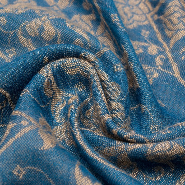 Палантин двусторонний "Винтаж" 7 22 19 307 1652 цвет синий/бежевый, р-р 75Х170