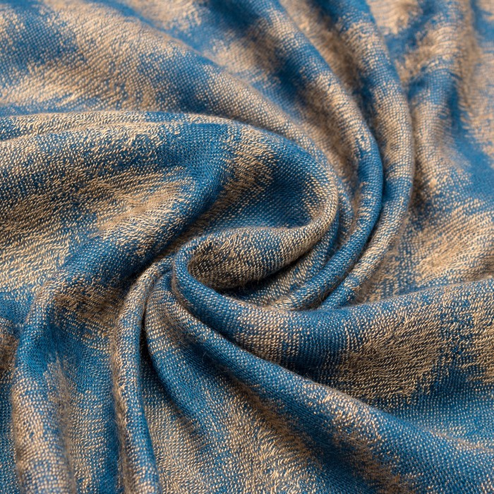 Палантин двусторонний "Клевер" 7 22 19 307 1652 цвет синий, р-р 75Х170