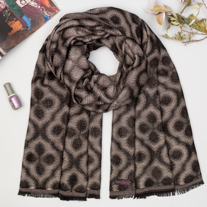 Палантин двусторонний "Клевер" 7 22 19 307 1652 цвет коричневый, р-р 75Х170