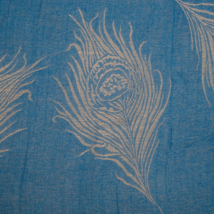 Палантин двусторонний "Перья павлина" 7 22 19 307 1652 цвет синий/бежевый, р-р 75Х170