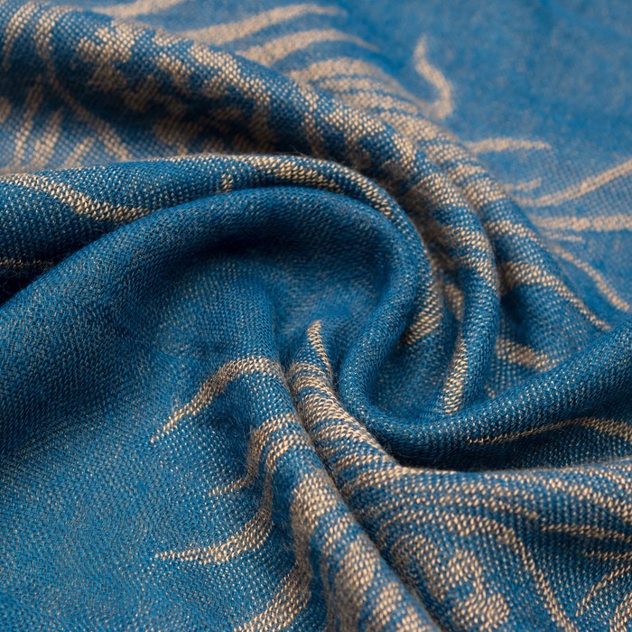 Палантин двусторонний "Перья павлина" 7 22 19 307 1652 цвет синий/бежевый, р-р 75Х170