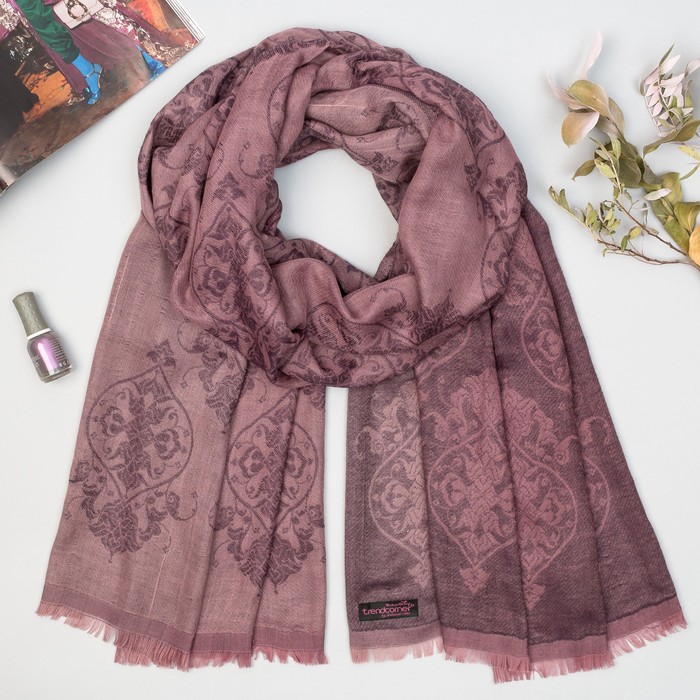 Палантин двусторонний "Узоры" 7 22 25 307 1652 цвет фиолетовый/сиреневый, р-р 75Х170