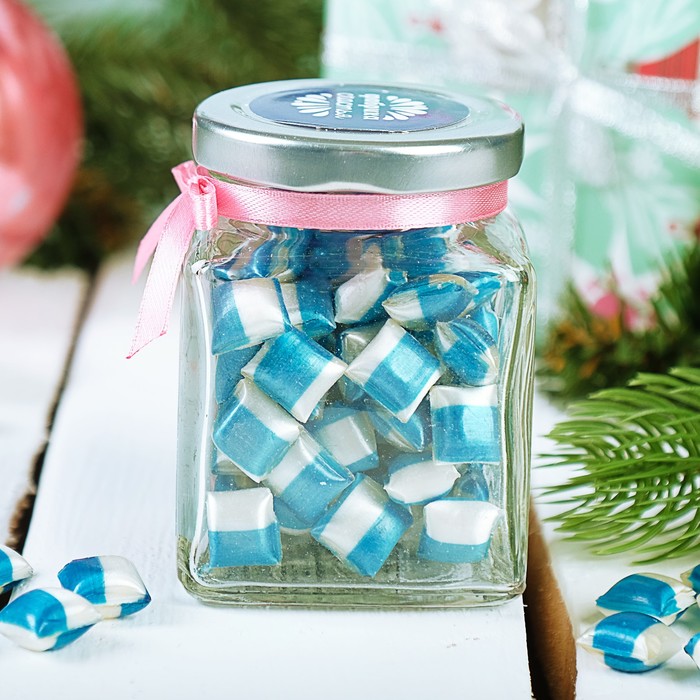 Леденцы в стеклянной банке "С Новым годом"