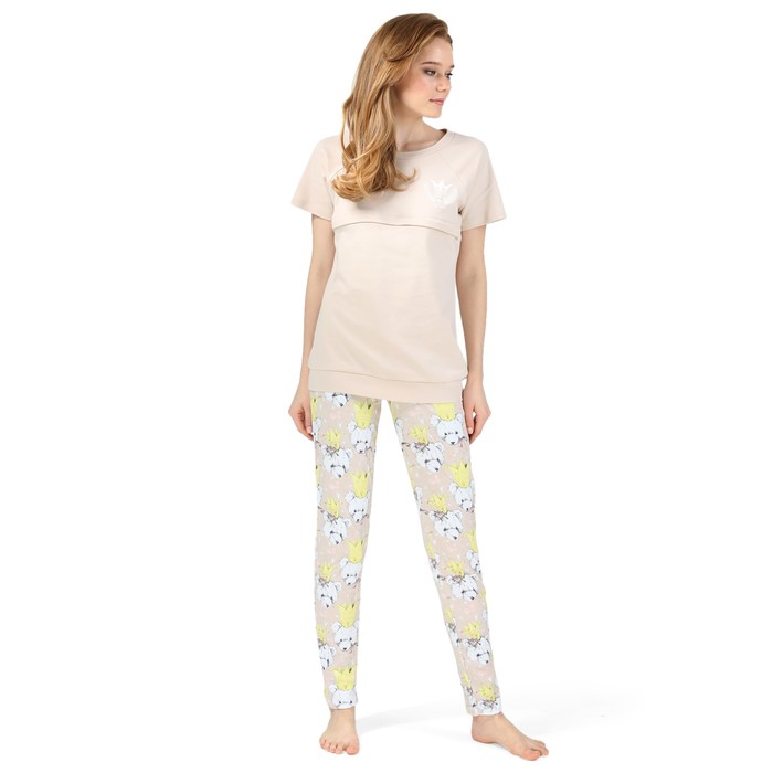 Комплект домашний Вилли для беременных и кормящих цвет бежевый, р-р 46