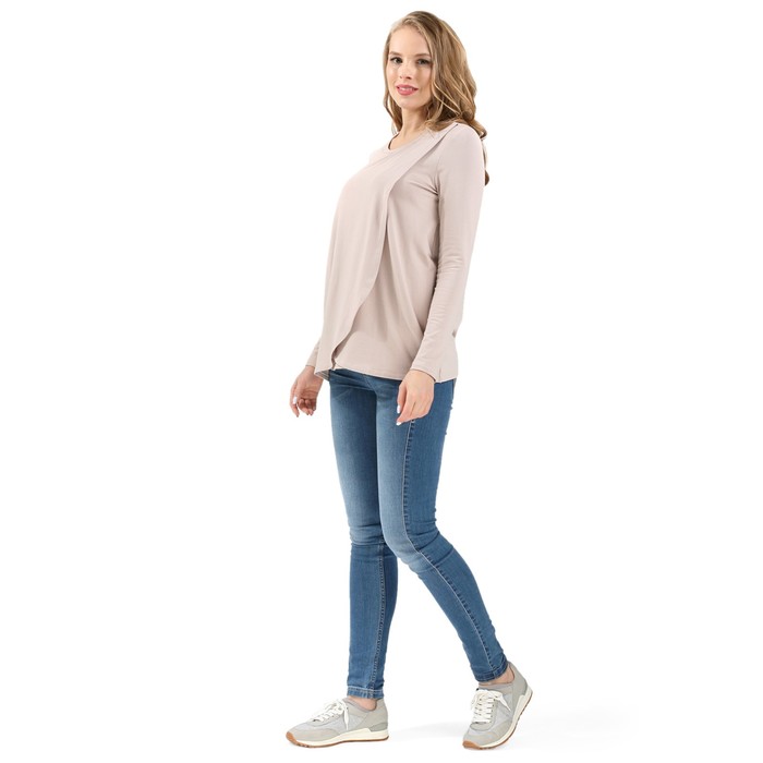 Лонгслив для беременных и кормящих цвет бежевый, р-р 50