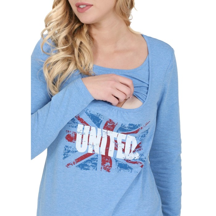 Лонгслив для беременных и кормящих цвет деним меланж, р-р 48