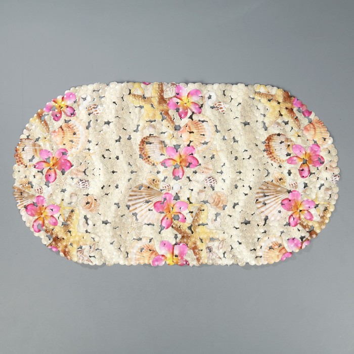 Коврик противоскользящий для ванны "Ракушки на песке", 66х36 см