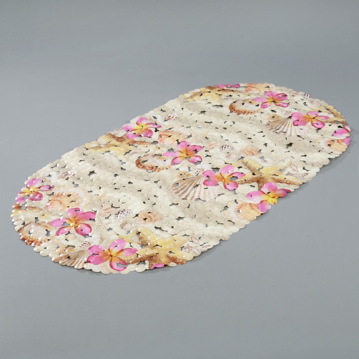 Коврик противоскользящий для ванны "Ракушки на песке", 66х36 см