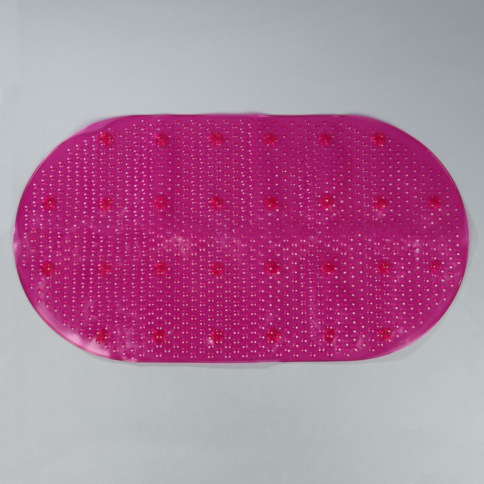 Коврик противоскользящий для ванны «Дождь», 68х38 см, цвет розовый