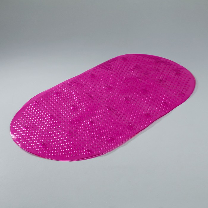 Коврик противоскользящий для ванны «Дождь», 68х38 см, цвет розовый