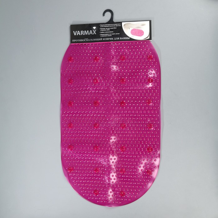 Коврик противоскользящий для ванны «Дождь», 68х38 см, цвет розовый
