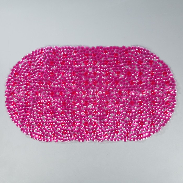 Коврик противоскользящий для ванны, 69х39 см, цвет розовый