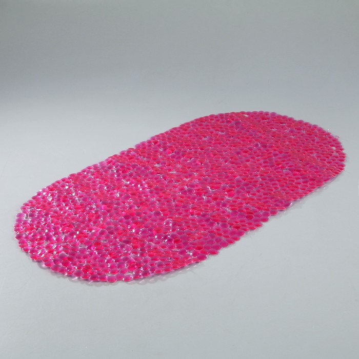 Коврик противоскользящий для ванны, 69х39 см, цвет розовый