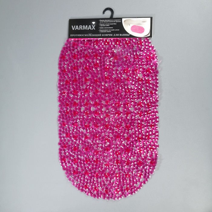 Коврик противоскользящий для ванны, 69х39 см, цвет розовый