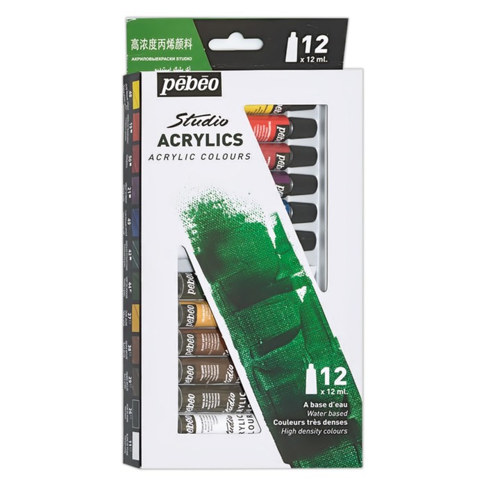 Краска акрил в тубе набор 12цв*12мл Pebeo Studio 668200, к/к