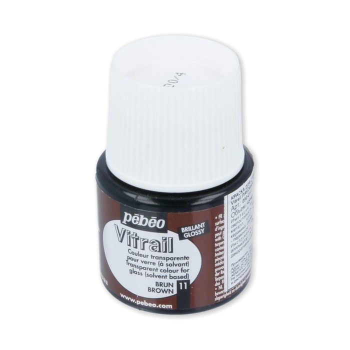 Краска по стеклу витражная 45мл Pebeo Vitrail лаковая полупрозрачная 050-011 коричневый