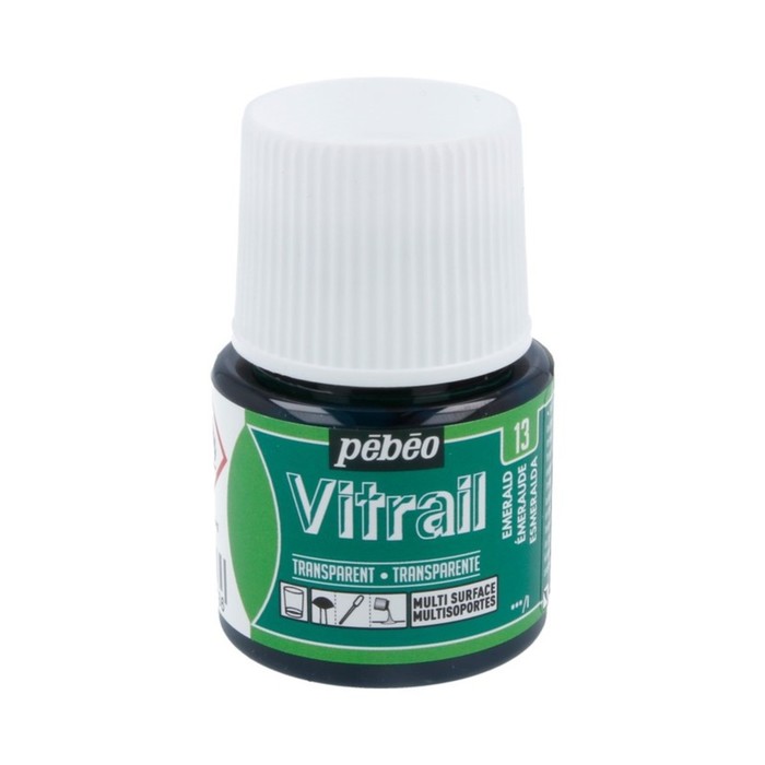Краска по стеклу витражная 45мл Pebeo Vitrail лаковая полупрозрачная 050-013 изумрудный