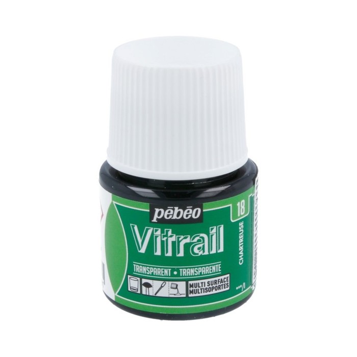 Краска по стеклу витражная 45мл Pebeo Vitrail лаковая полупрозрачная 050-018 шартрез