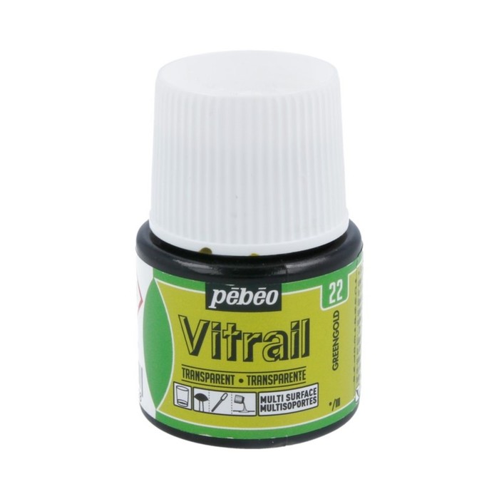 Краска по стеклу витражная 45мл Pebeo Vitrail лаковая полупрозрачная 050-022 золот-зелен