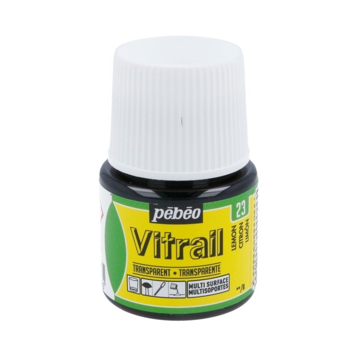 Краска по стеклу витражная 45мл Pebeo Vitrail лаковая полупрозрачная 050-023 лимонный