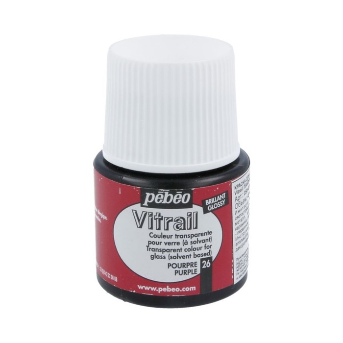 Краска по стеклу витражная 45мл Pebeo Vitrail лаковая полупрозрачная 050-026 пурпурный