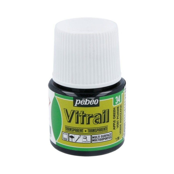 Краска по стеклу витражная 45мл Pebeo Vitrail лаковая полупрозрачная 050-034 зелен яблоко