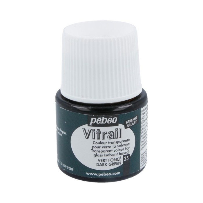 Краска по стеклу витражная 45мл Pebeo Vitrail лаковая полупрозрачная 050-035 темно-зеленый