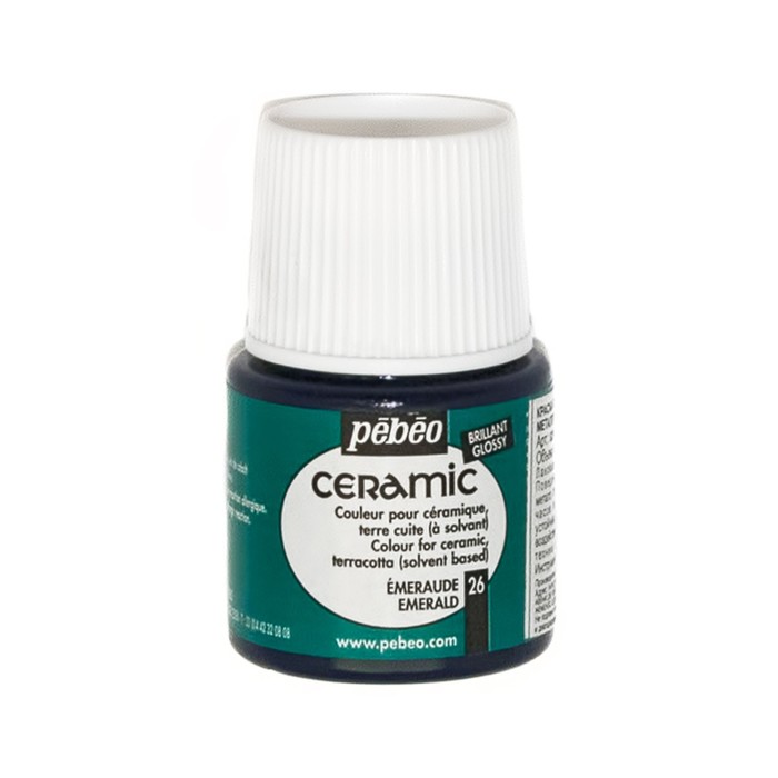 Краска по стеклу и керамике 45мл Pebeo Ceramic 025-026 изумрудный