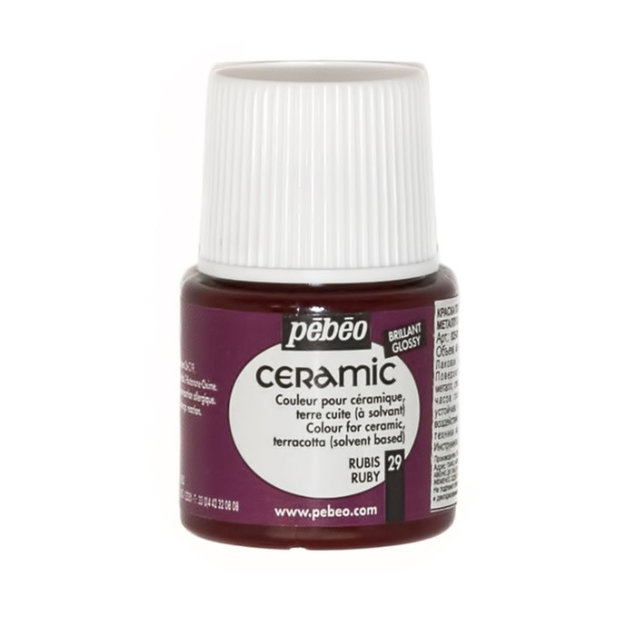 Краска по стеклу и керамике 45мл Pebeo Ceramic 025-029 рубиновый