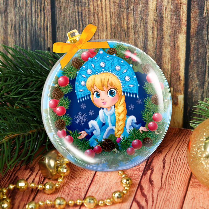 Набор для декупажа новогоднего шара "Сказочного Нового года"+ стразы, лента атласная, клей