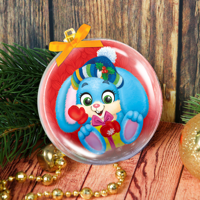 Набор для декупажа новогоднего шара "С Новым годом"+ стразы, лента атласная, клей