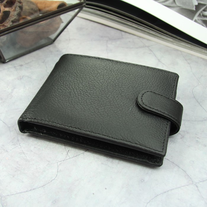 Портмоне мужское, отдел для автодокументов, 2 отдела, для карт, для монет, цвет чёрный