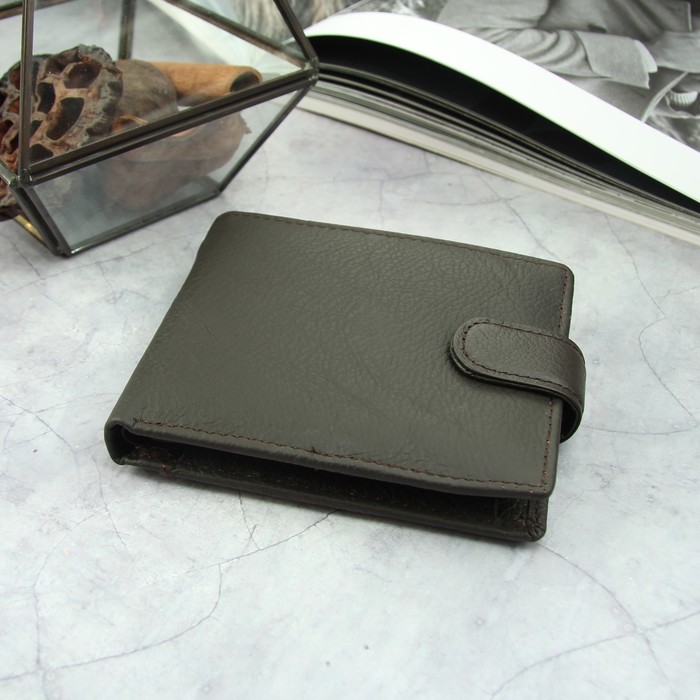 Портмоне мужское, отдел для автодокументов, 2 отдела, для карт, для монет, цвет коричневый