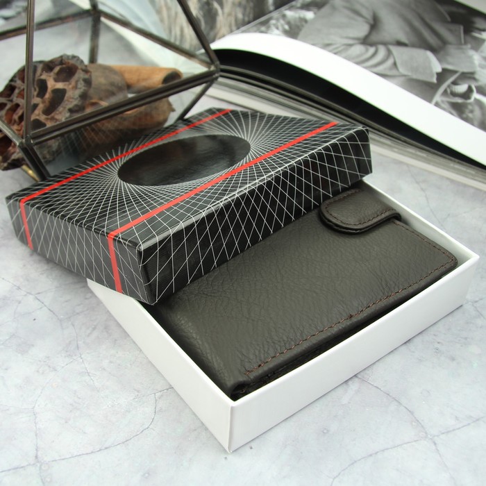 Портмоне мужское, отдел для автодокументов, 2 отдела, для карт, для монет, цвет коричневый