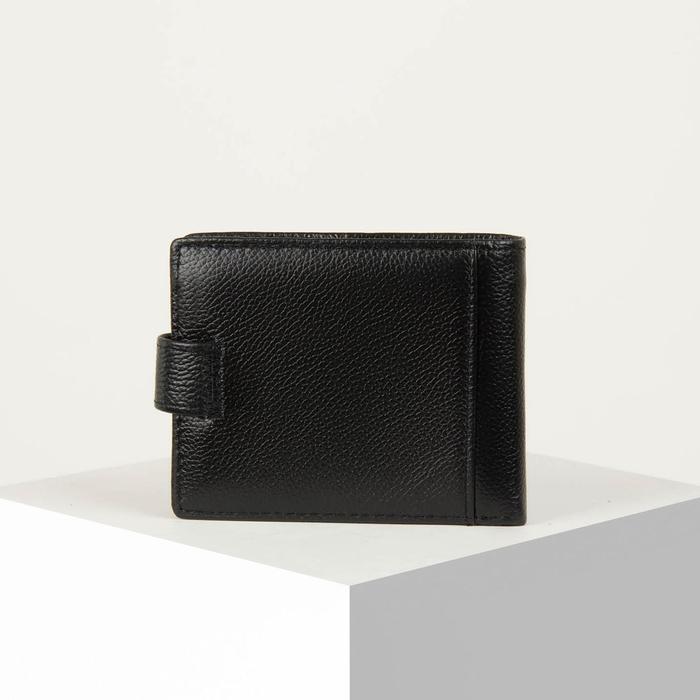 Портмоне мужское, отдел для удостоверений/пропусков, 2 отдела, для карт, для монет, цвет чёрный