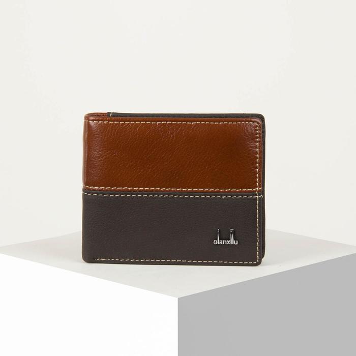 Портмоне мужское, 2 отдела, для карт, для монет, цвет чёрный