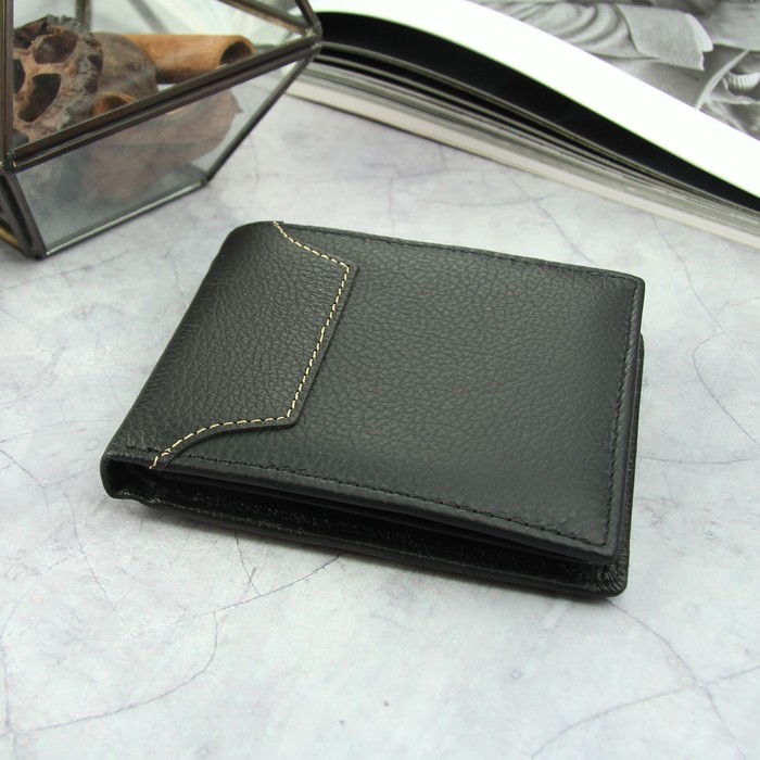 Портмоне мужское, 2 отдела, для карт, для монет, цвет чёрный