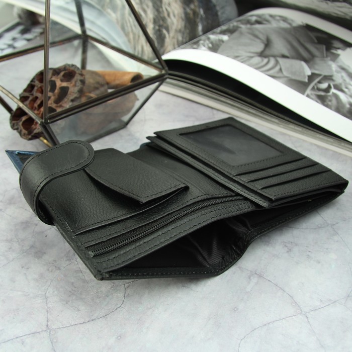 Портмоне мужское 3 в 1 (автодокументы+паспорт), 2 отдела, для карт, для монет, цвет чёрный/синий