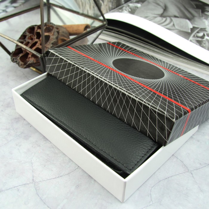 Портмоне мужское, 2 отдела, для карт, для монет, для документов, цвет чёрный