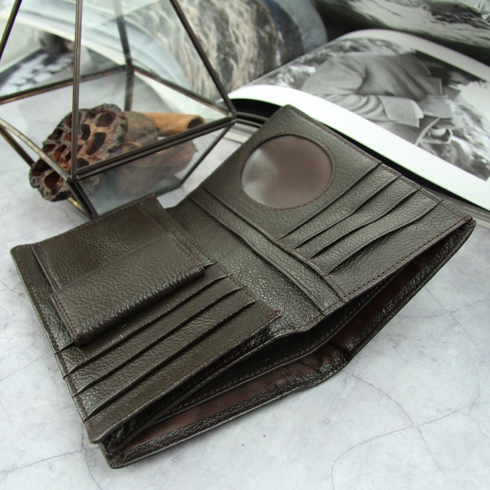 Портмоне мужское, 2 отдела, для карт, для монет, для документов, цвет коричневый