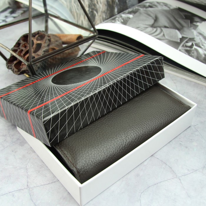 Портмоне мужское, 2 отдела, для карт, для монет, для документов, цвет коричневый