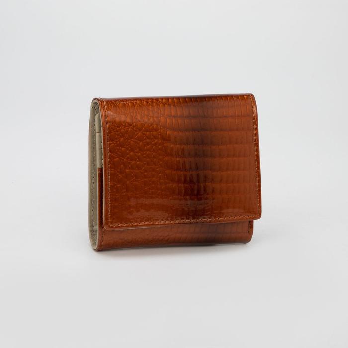 Кошелёк женский, 2 отдела, для карт, наружный карман, цвет рыжий