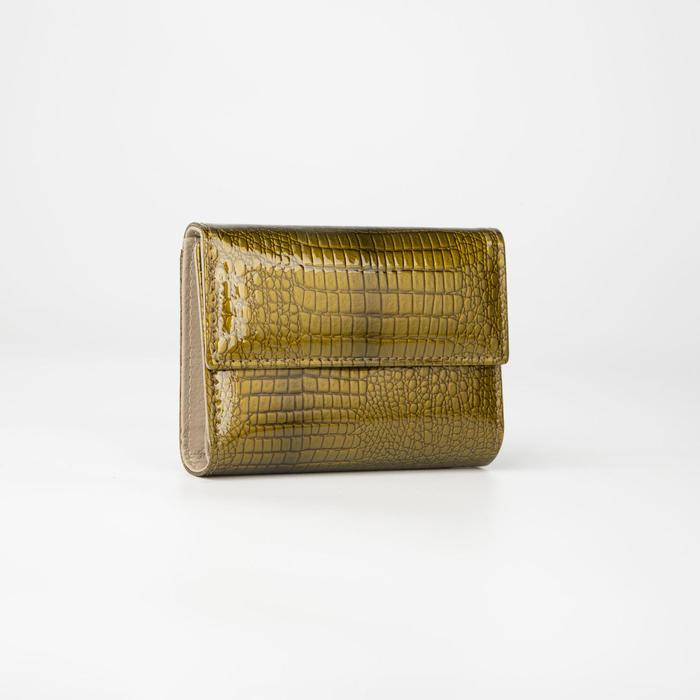 Кошелёк женский, 2 отдела, для карт, наружный карман, цвет зелёный