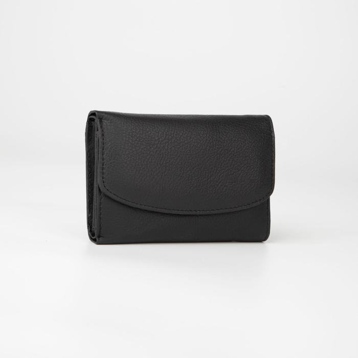 Кошелёк женский, 4 отдела, для карт, для монет, наружный карман, цвет чёрный