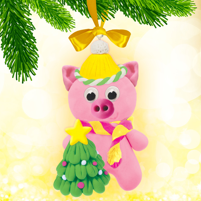 Набор для создания игрушки из массы для лепки "Хрюшка" + глазки, стека