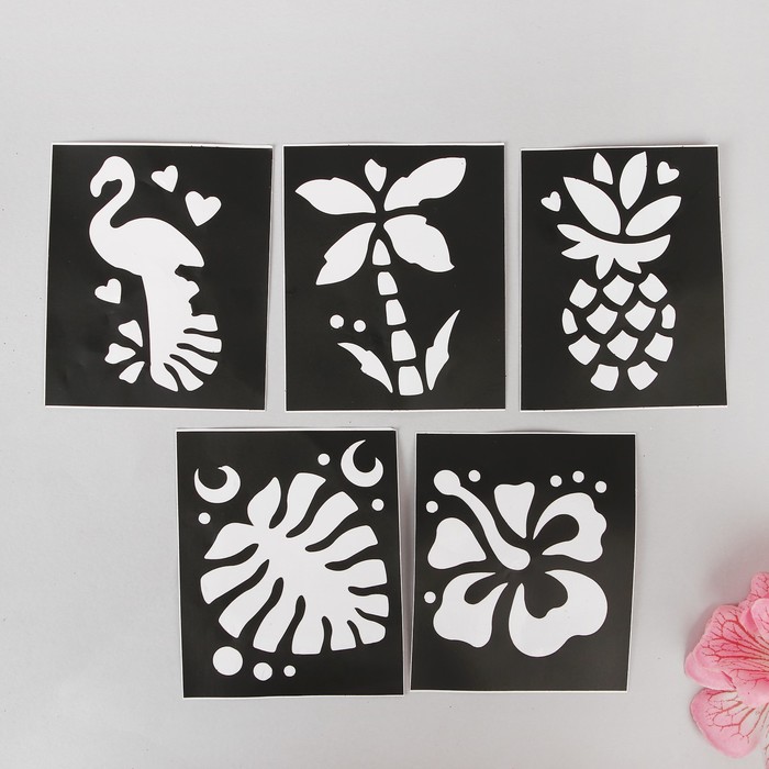 Набор для создания тату блестками № 5 + трафареты, стразы