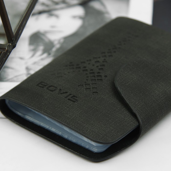 Визитница, 26 картхолдеров, на кнопке, цвет чёрный