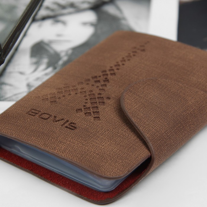 Визитница, 26 картхолдеров, на кнопке, цвет рыжий