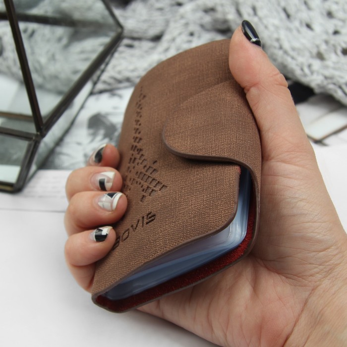 Визитница, 26 картхолдеров, на кнопке, цвет рыжий